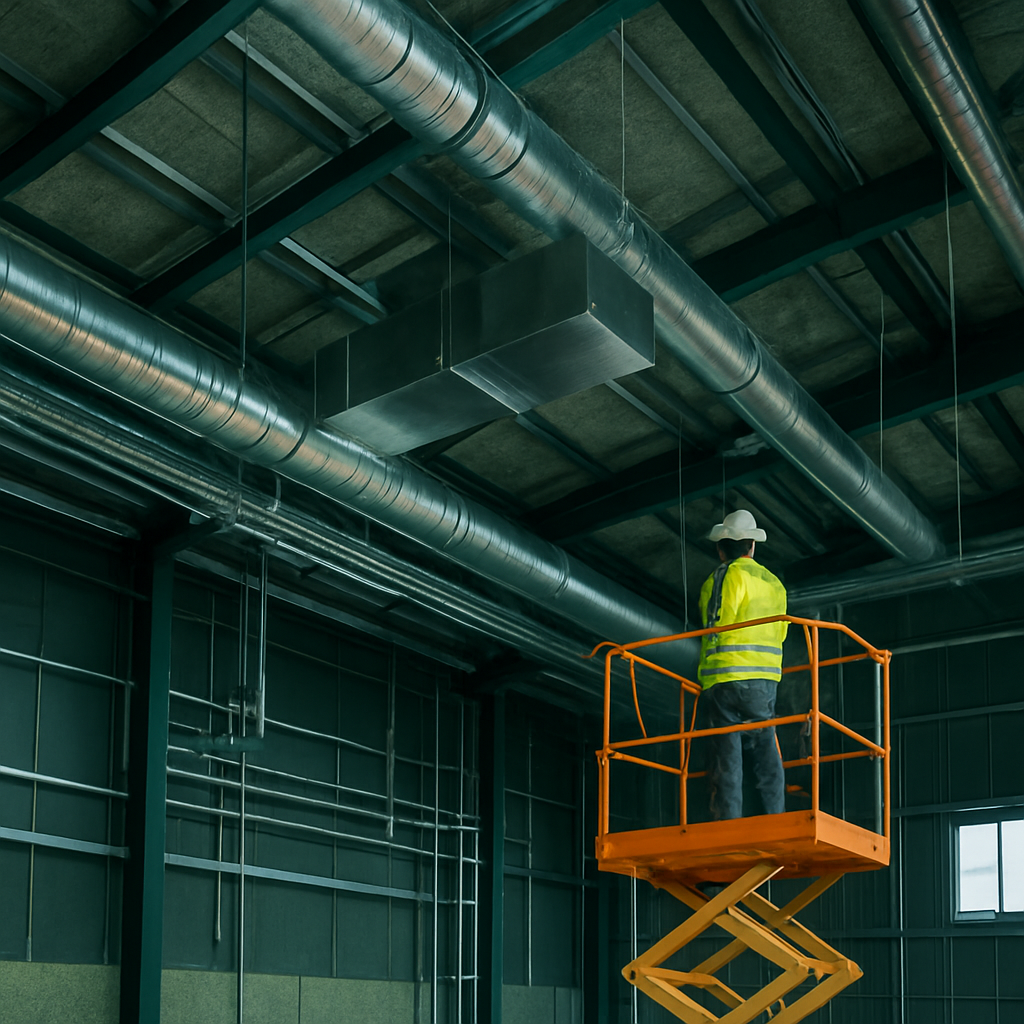 Industrial building mid-refurbishment with new services being installed by FLUX Projects
